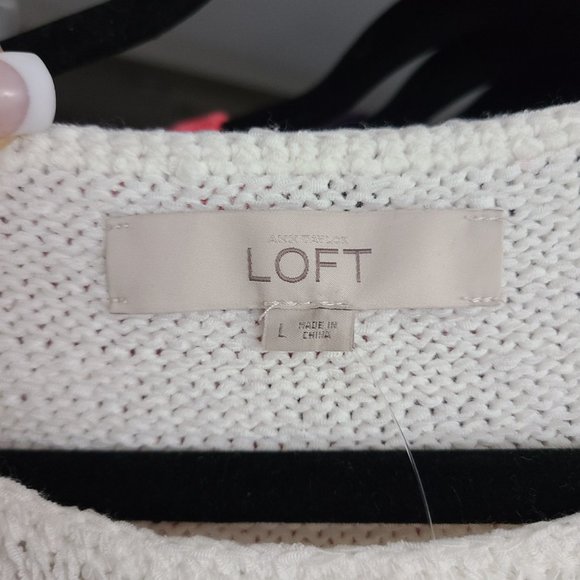 LOFT Cream and Navy Striped Sweater - Picture 10 of 12